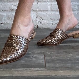 Woven Metallic Mules
